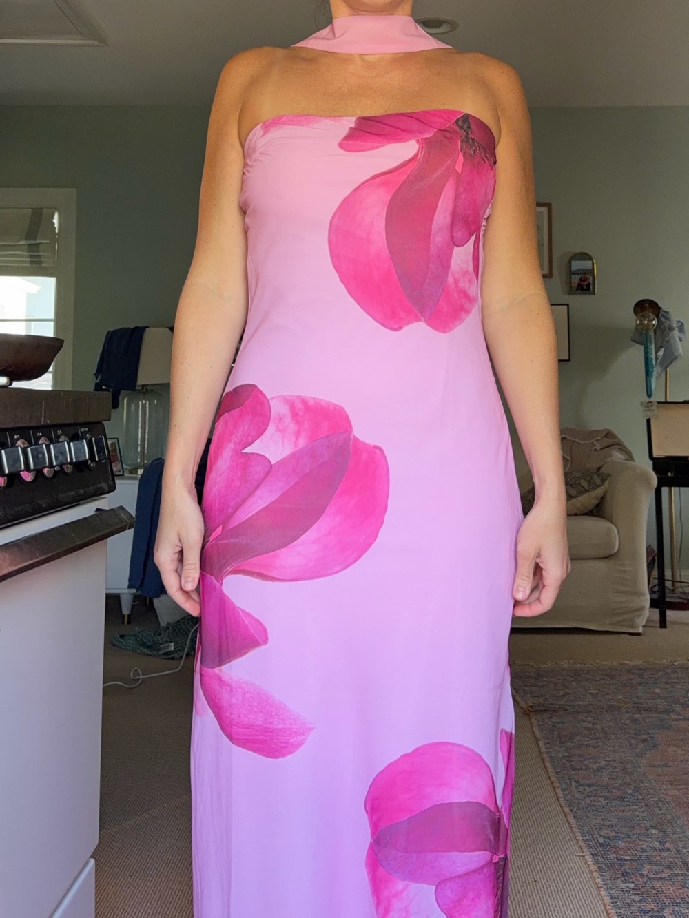 Peppermayo Pink Strapless Floral Maxi Dress - Picture 1 of 4